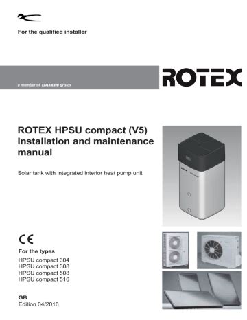 ROTEX HPSU compact Installation and maintenance manual.